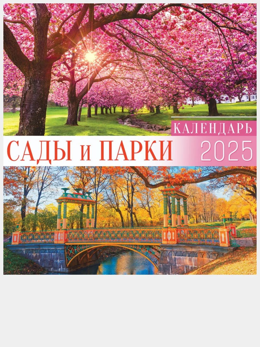 Пурпурный перекидной настенный календарь на скрепке на 2025 год. 70 видов