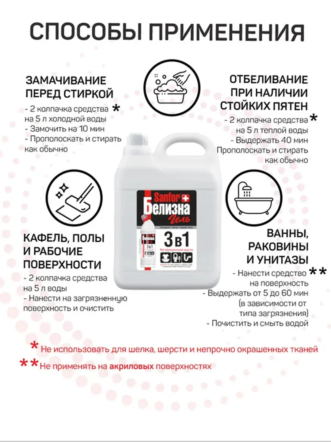 Набор чистящих средств для уборки Sanfor Белизна и Sanita средство для посуды, по 5л