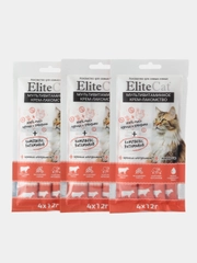 ELITECAT "Мультивитаминное крем-лакомство" для кошек с курицей и говядиной, 4х12гр 3шт