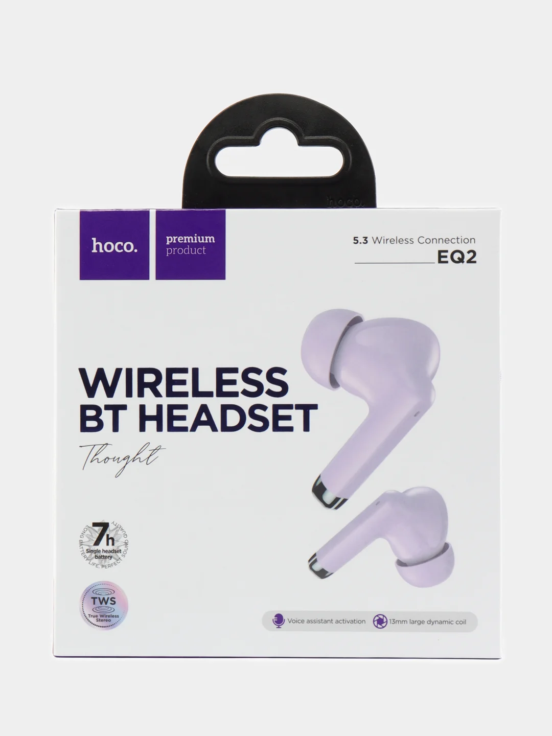Сиреневый наушники беспроводные HOCO EQ2 Блютуз наушники. Bluetooth-гарнитура, беспроводные наушники