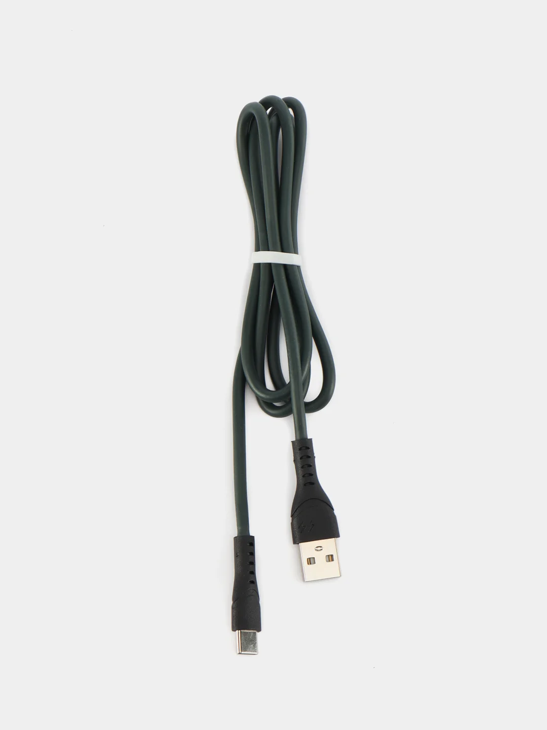 Тёмно-зелёный силиконовый кабель для телефона Type-C USB, провод зарядный, шнур юсб тайпси