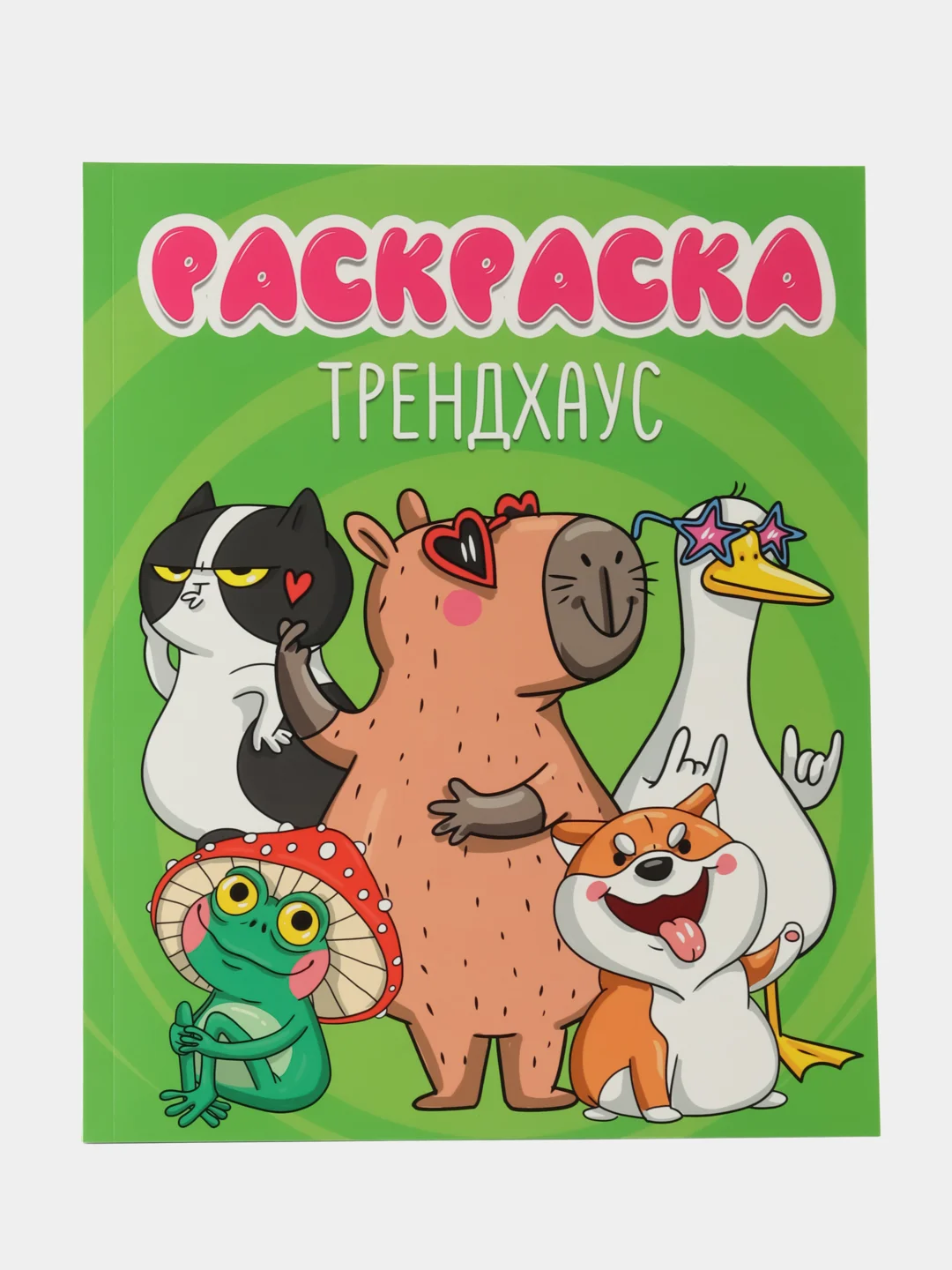 Зеленый раскраска детская большая 24х30 см 48 стр. аниме/капибара/синий трактор. Проф-Пресс