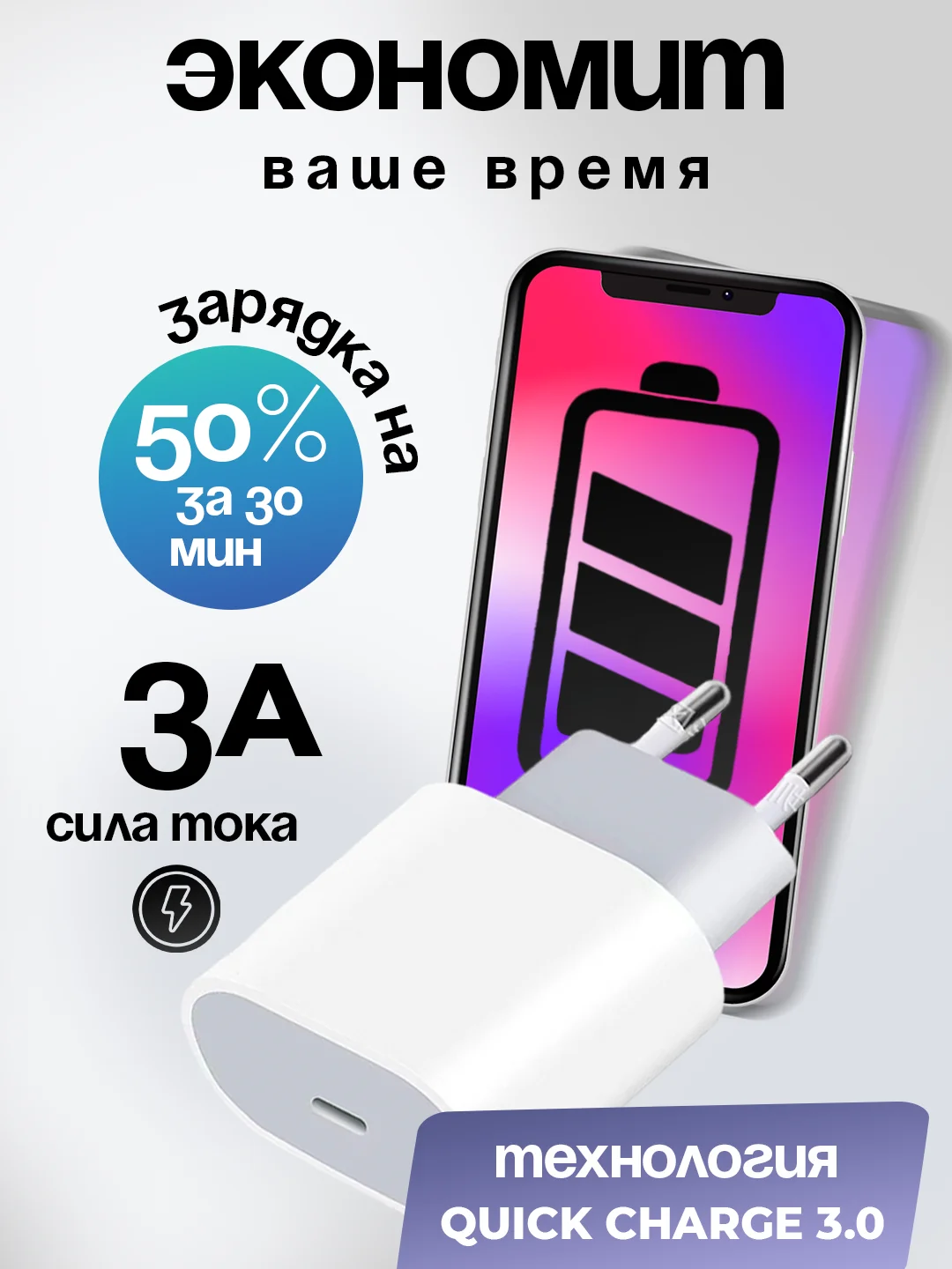 Блок питания для iPhone с Type-C 20/25 W, с быстрой зарядкой, зарядное устройство, адаптер