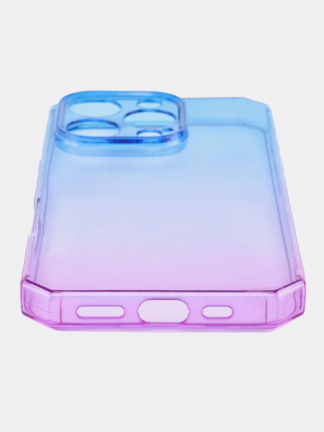 Фиолетовый чехол прозрачный iPhone 16 Pro Max Plus айфон про макс градиентный с защитой камеры