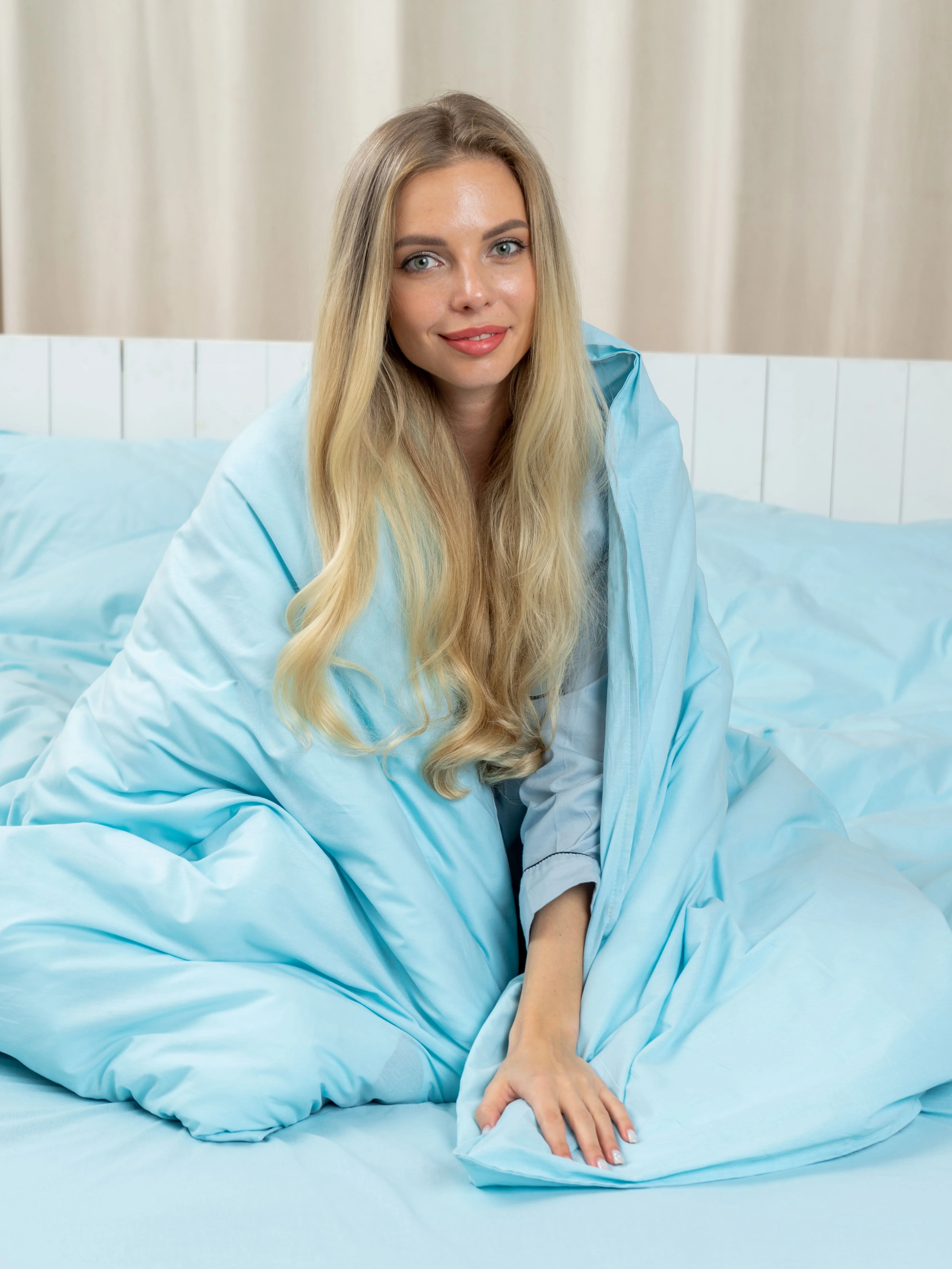 Голубой пододеяльник ILMA 1,5 сп / 2 сп / евро