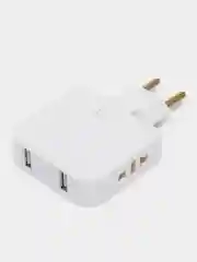 Белый тройник для розетки плоский, с USB поворотный сетевой фильтр на 180 градусов