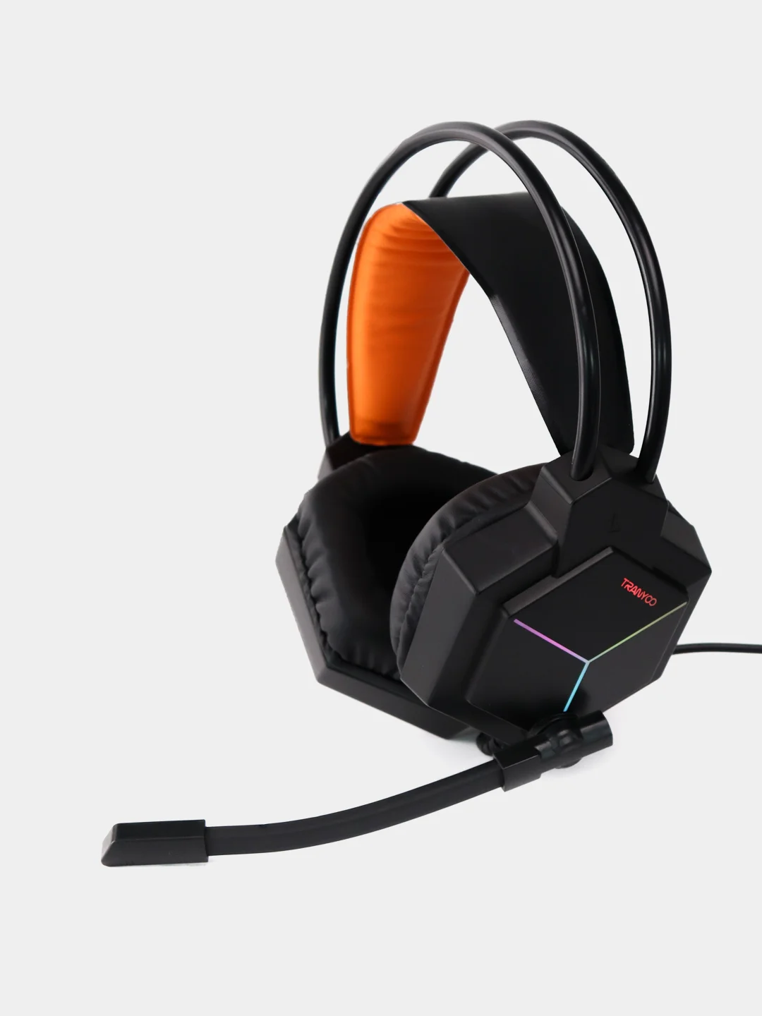 Тёмно-серый игровые наушники с микрофоном и RGB-подсветкой