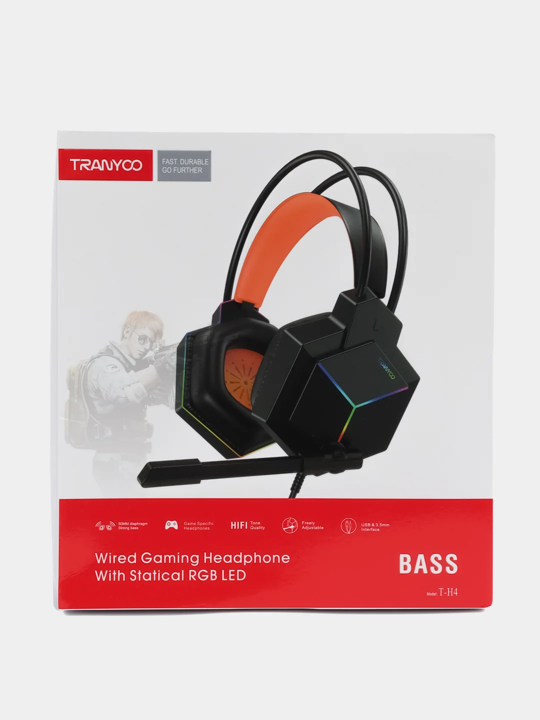 Тёмно-серый игровые наушники с микрофоном и RGB-подсветкой
