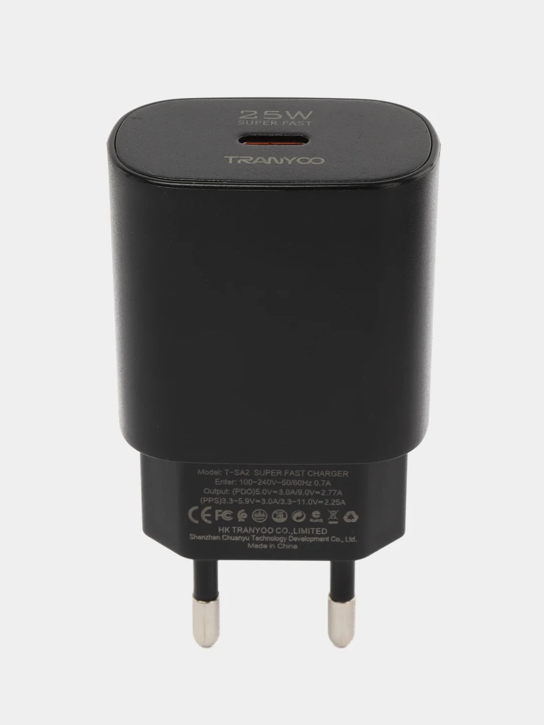 Тёмно-серый блок питания с кабелем для Apple и Android, с быстрой зарядкой Fast Charge, QC 4.0, PD