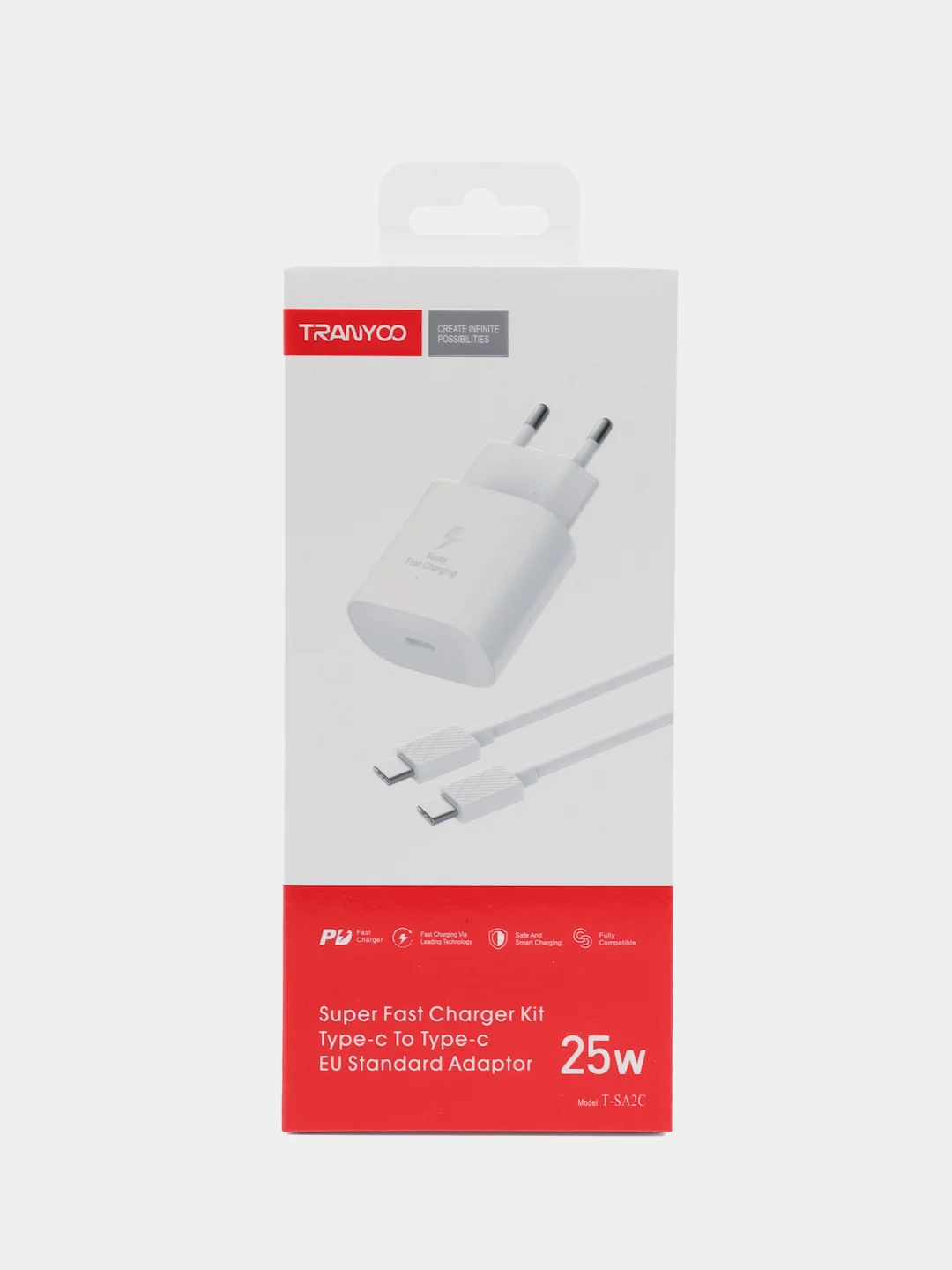 Молочный блок питания с кабелем для Apple и Android, с быстрой зарядкой Fast Charge, QC 4.0, PD