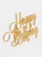 Золотой топпер #Т13 "Happy Birthday" из зеркального акрила для украшения торта