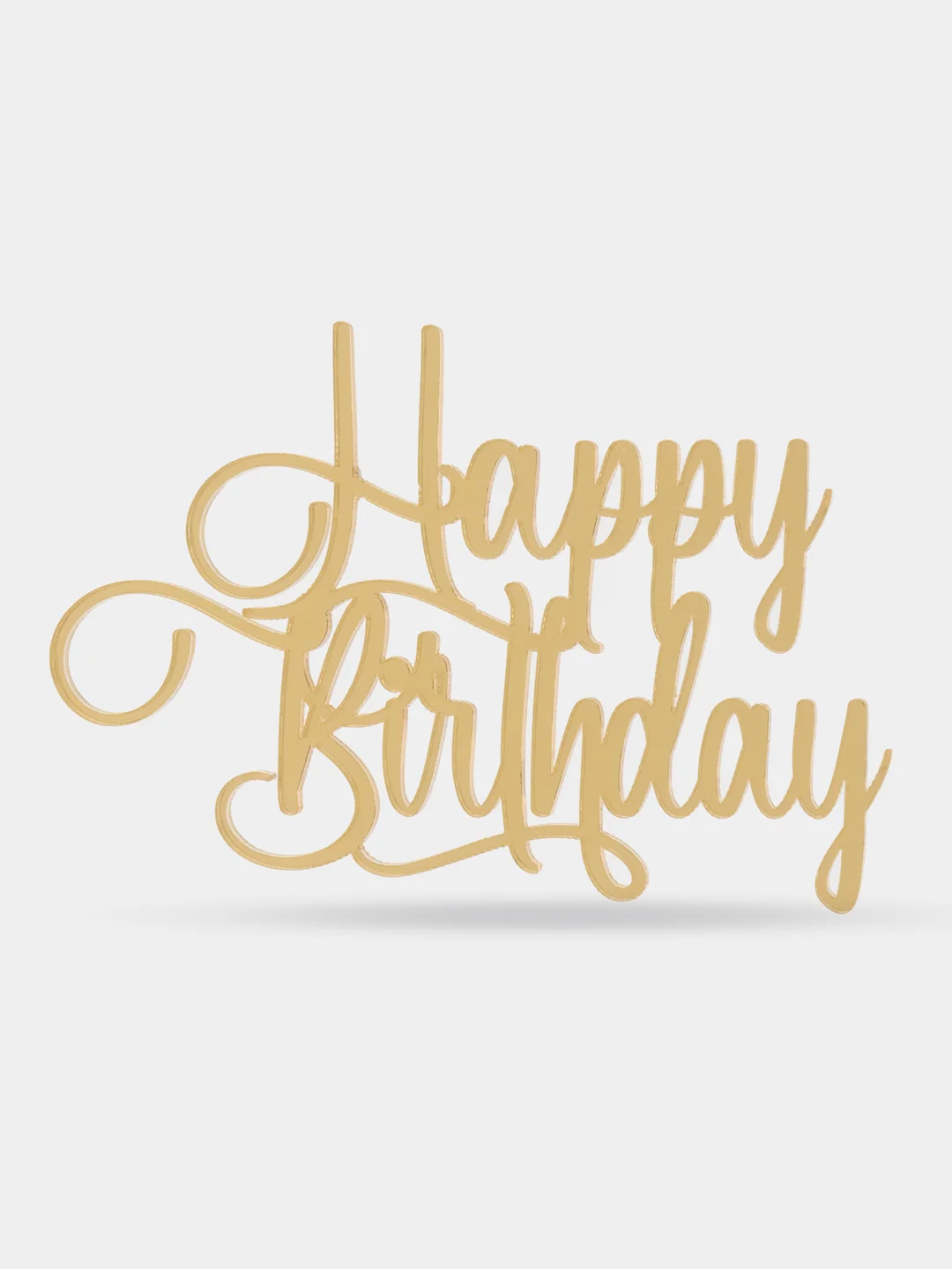 Золотой топпер #Т13 "Happy Birthday" из зеркального акрила для украшения торта