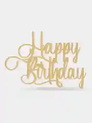 Золотой топпер #Т13 "Happy Birthday" из зеркального акрила для украшения торта