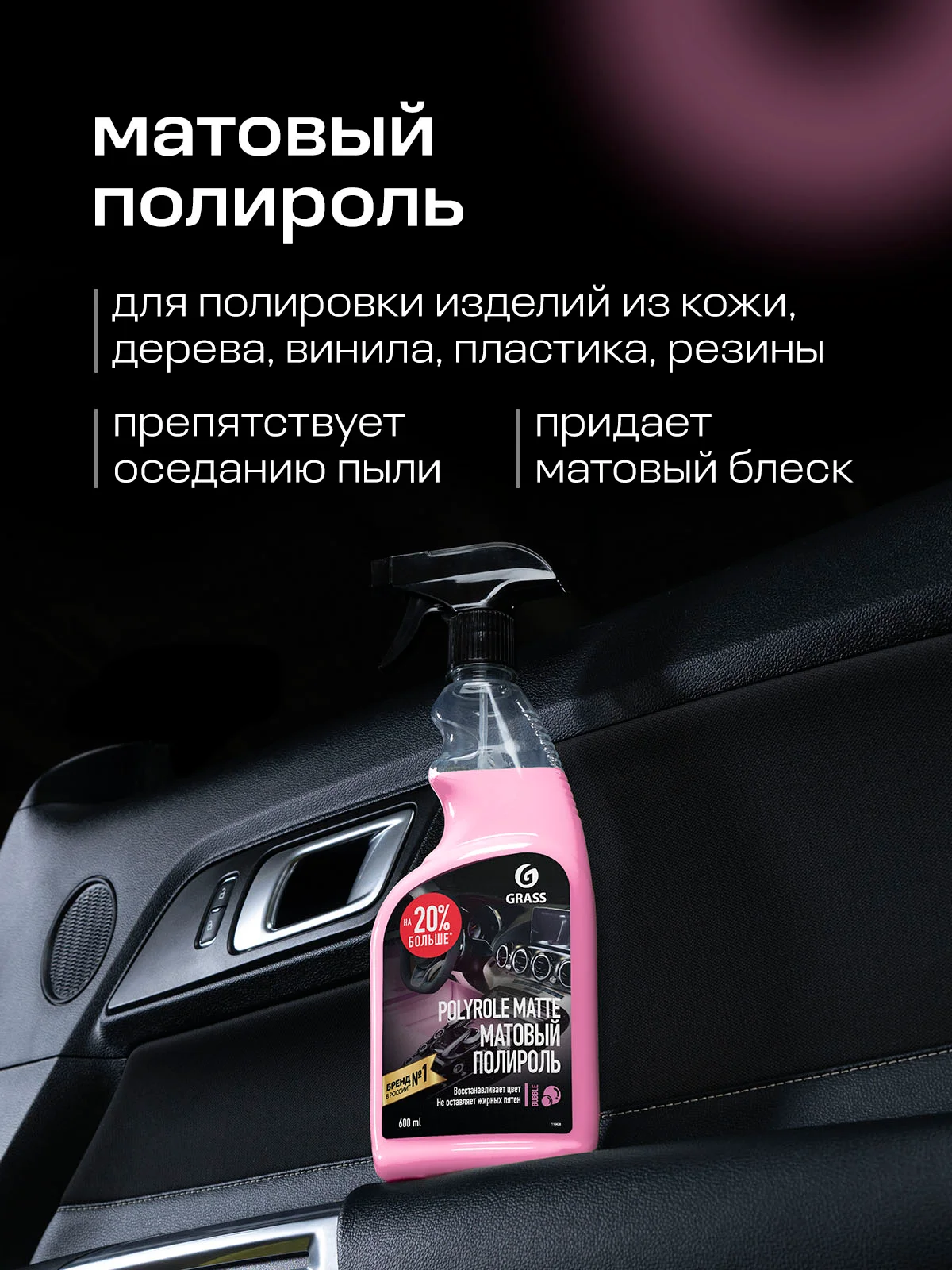 Набор для ухода за автомобилем GRASS полироль, чернитель шин, очиститель стёкл и салона