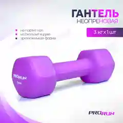Фиолетовый гантель неопреновая ProRun 3 кг, фиолетовая