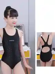 Черный слитный купальник, для девочек, для бассейна