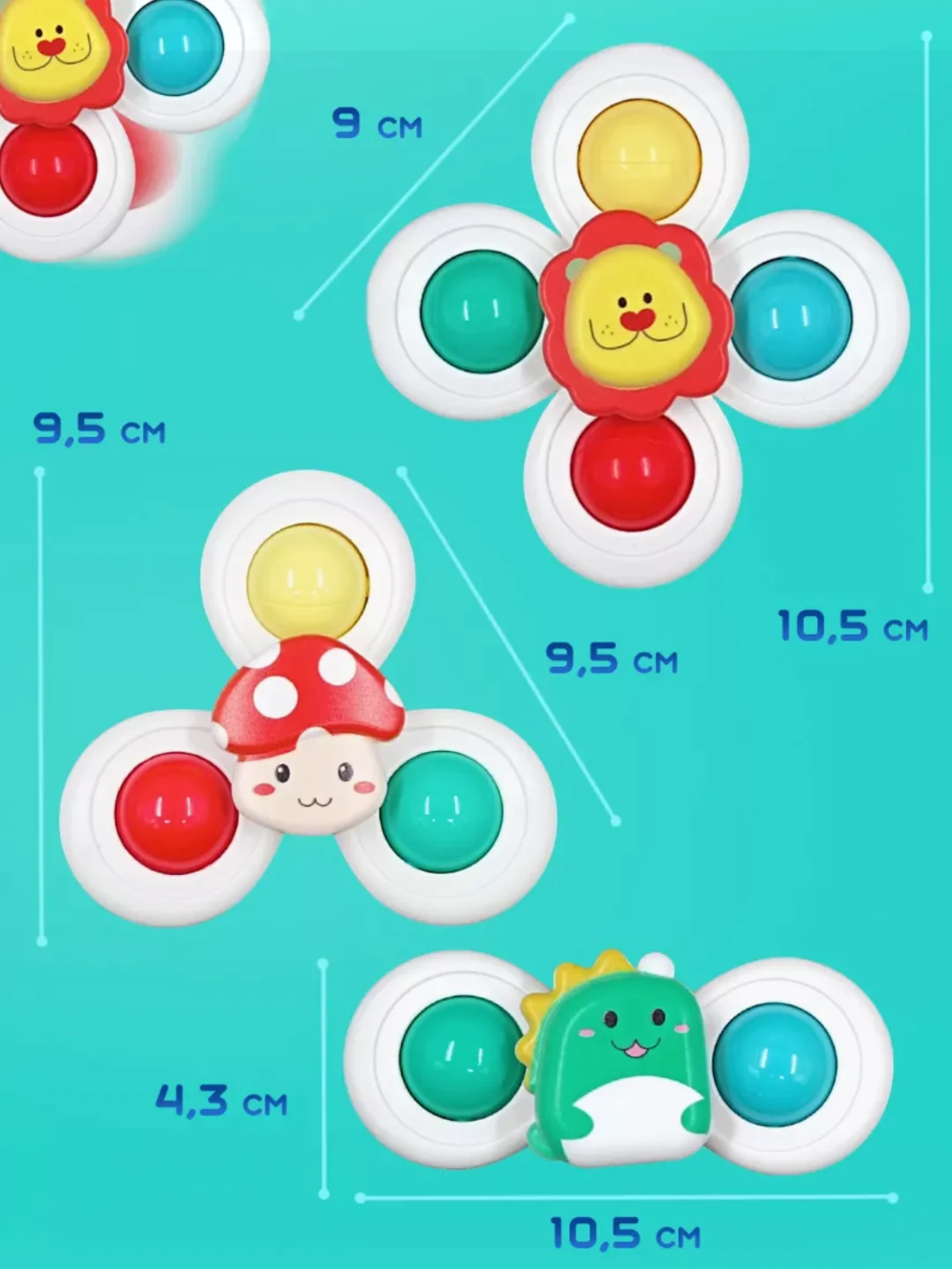 Разноцветный игрушка на присосках . Вертушка спиннер . Игрушка для ванны
