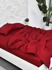 Тёмно-бордовый комплект постельного белья ILMA с классической простыней 1,5сп / 2сп / евро / семейный