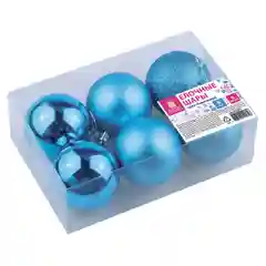 Шары ёлочные ЗОЛОТАЯ СКАЗКА Trio, пластик, бирюзовые, 6 штук, 6 см