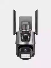 Черный уличная двойная камера видеонаблюдения Wi-Fi 360, поворотная
