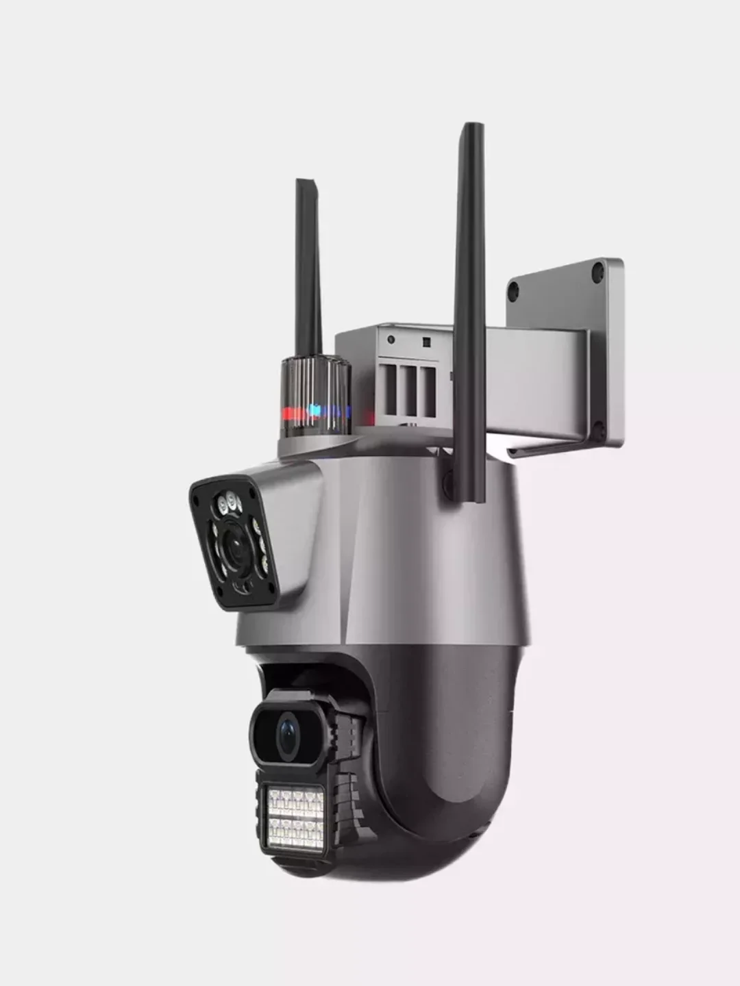 Черный уличная двойная камера видеонаблюдения Wi-Fi 360, поворотная