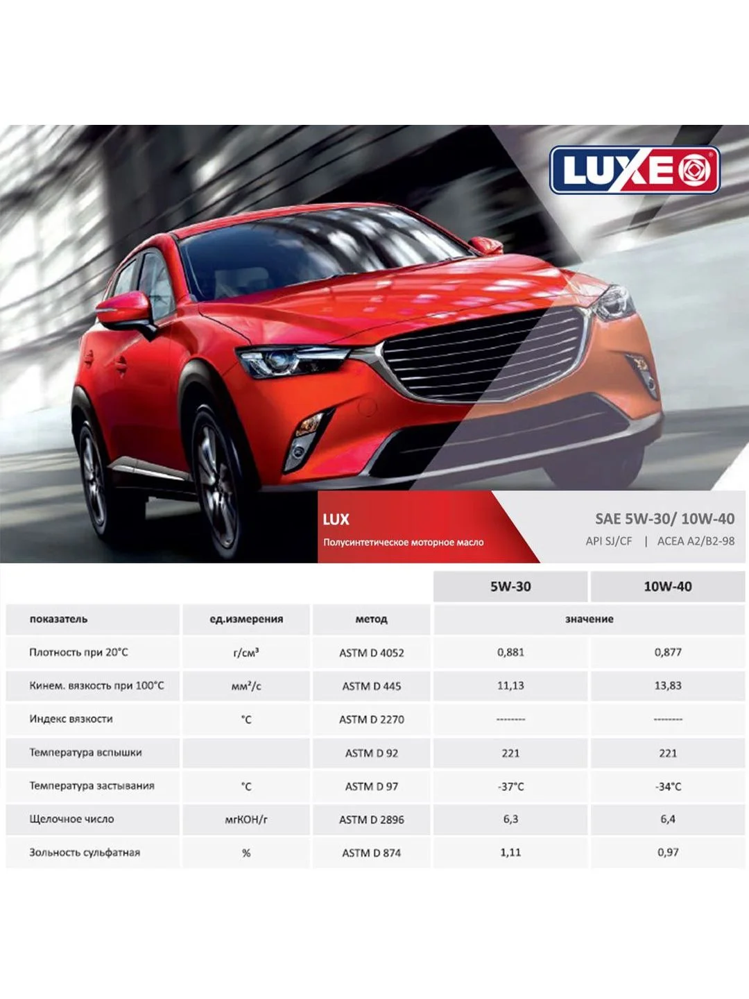 Моторное масло LUXE LUX 5W-30 SJ/CF полусинтетическое 5л
