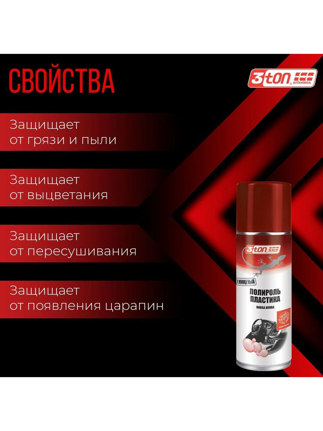Полироль для пластика авто 3ton ТС-338 Hubba Bubba 335мл