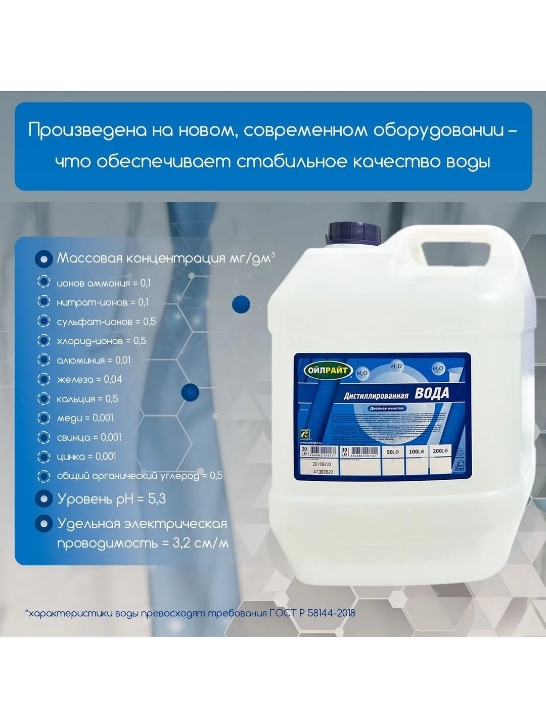 Дистиллированная вода OILRIGHT 20л