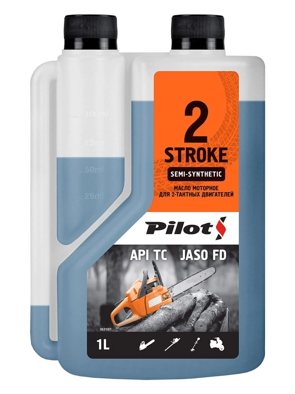 Масло моторное 2-х тактное PILOTS 2 STROKE API ТС полусинтетическое с дозатором 1л