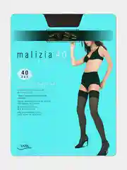 Шоколадный чулки Omsa Malizia 40 Den с ажурной резинкой