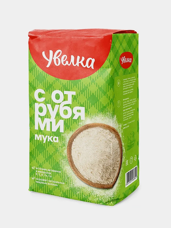 Мука пшеничная хлебопекарная Увелка, с отрубями, 1,9 кг