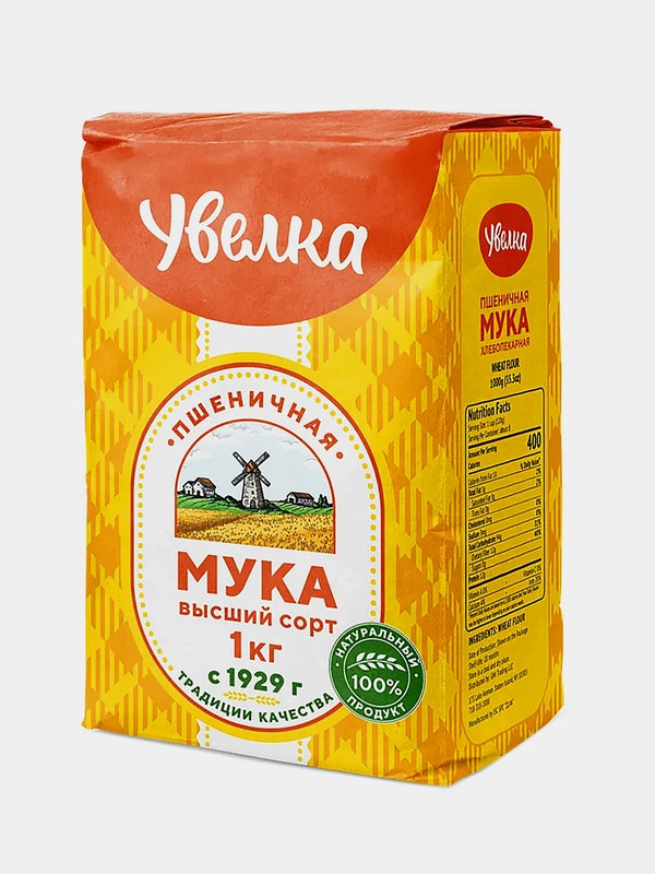 Мука пшеничная Увелка, высший сорт, 1кг