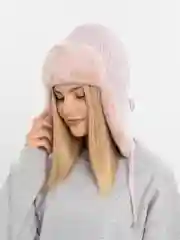 Конфетный шапка ушанка женская, зимняя