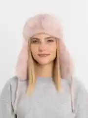 Пудровый шапка ушанка женская, зимняя