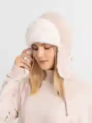 Пудровый шапка ушанка женская, зимняя