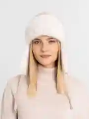 Пудровый шапка ушанка женская, зимняя