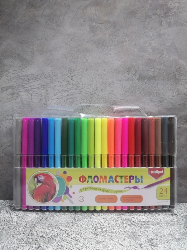 Фломастеры 24 цвета, водная основа, в блистере, вентилируемый колпачок