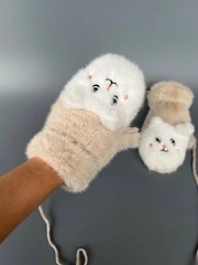 Варежки детские меховые зимние, утепленные, пушистые, для девочек и мальчиков