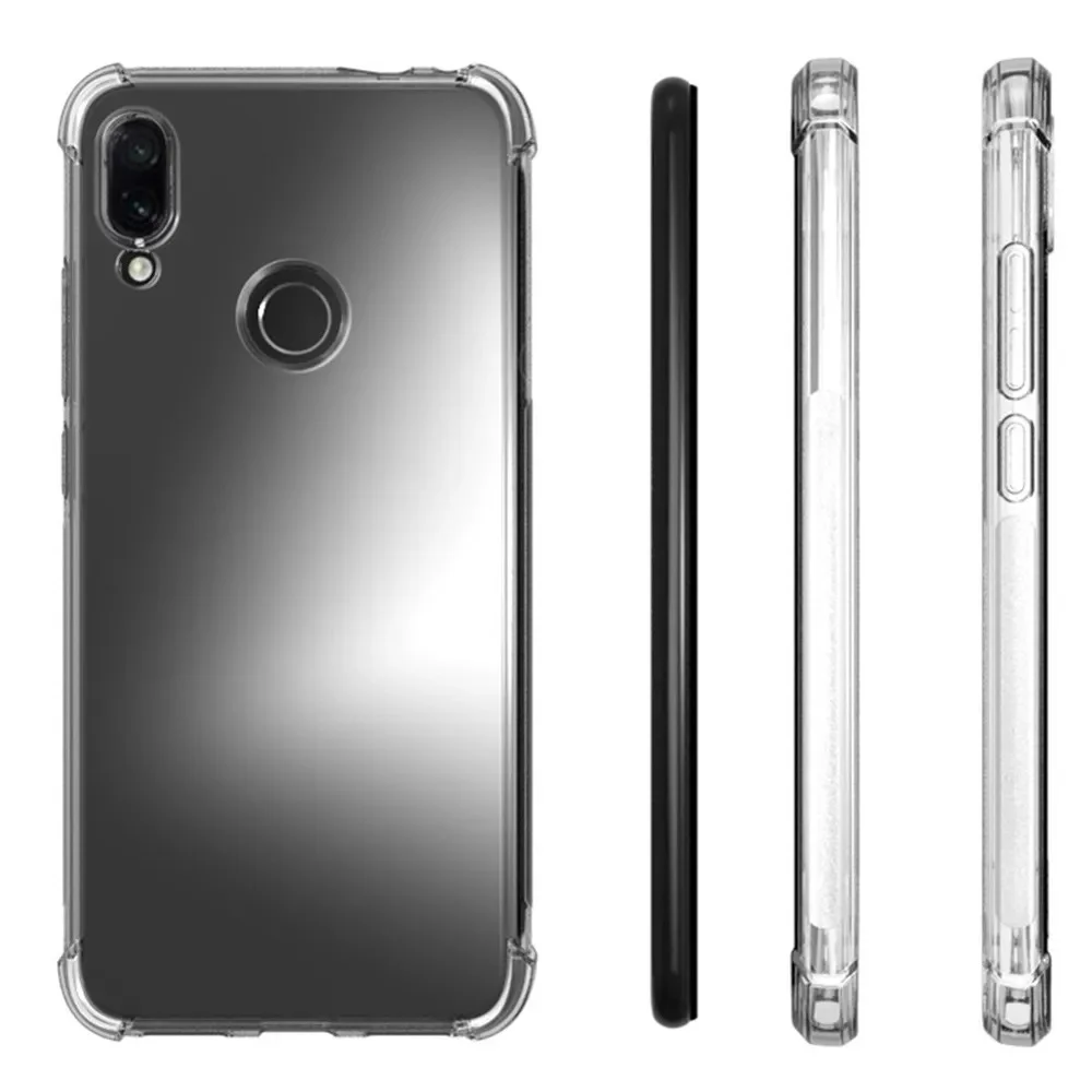 Чехол для Xiaomi Redmi Note 7, с усиленными углами, силиконовый, прозрачный