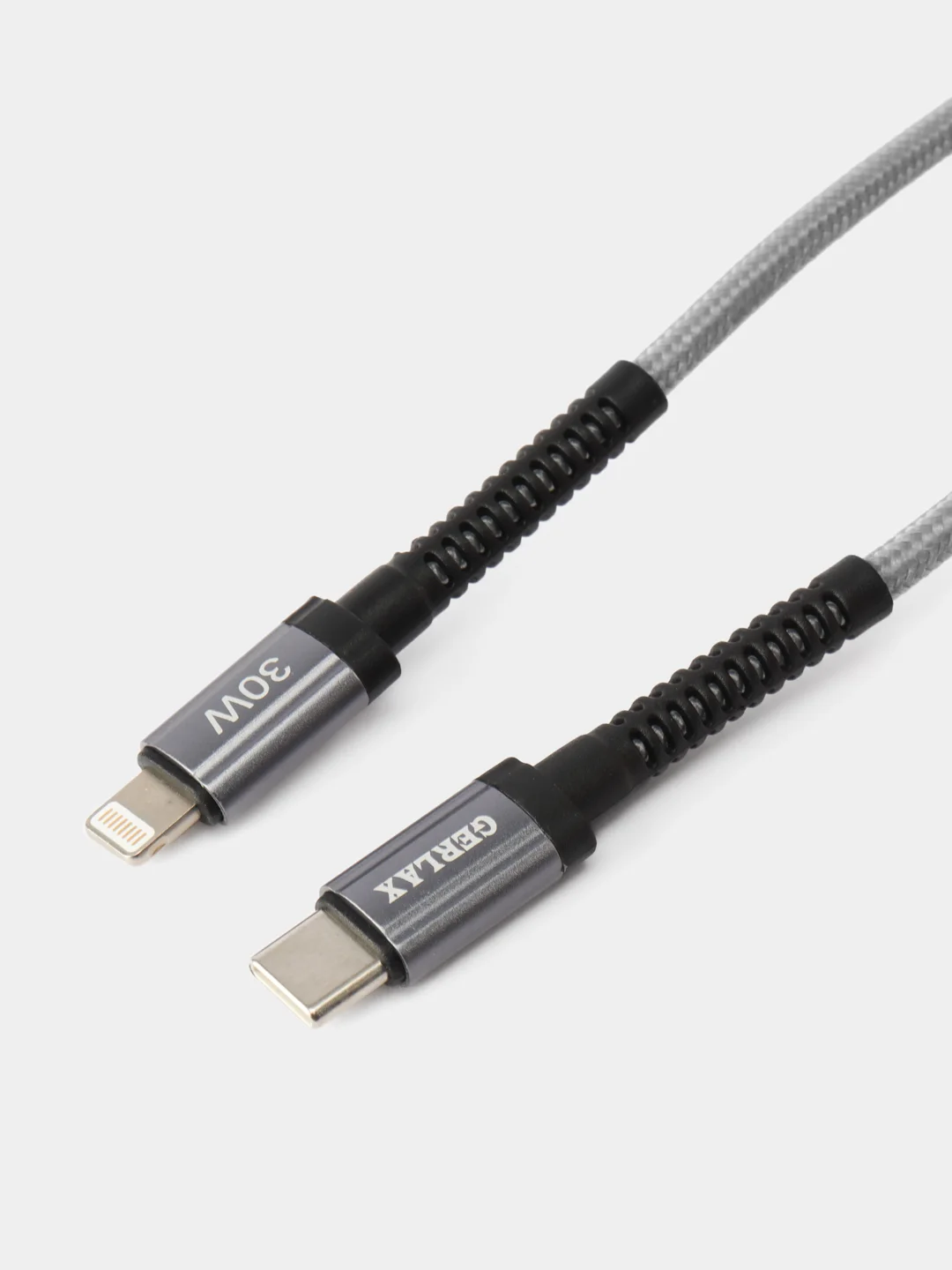Зарядный кабель плетеный для Айфон 30W быстрая зарядка IOS Type-C, серый