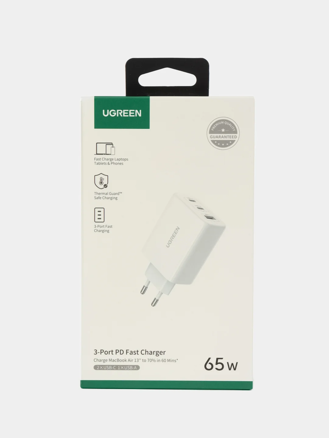 Сетевое зарядное устройство 65Вт UGREEN, 1xUSB-A, 2хUSB-C, PD 3.0, QC 4.0, 90496