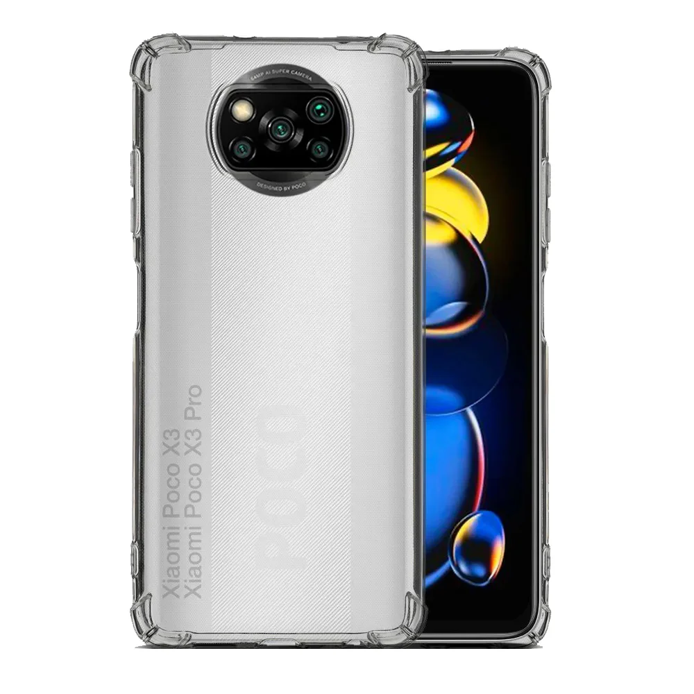 Чехол для Poco X3 / X3 Pro, с усиленными углами, силиконовый, прозрачный