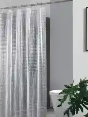 Серебряный штора для ванной комнаты, 3D, прозрачная шторка, с кольцами, 180 х 180, 180 х 200