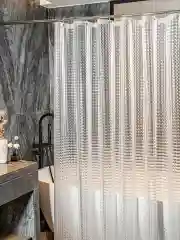 Серебряный штора для ванной комнаты, 3D, прозрачная шторка, с кольцами, 180 х 180, 180 х 200