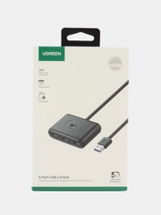 Хаб USB-A 4 в 1 UGREEN CR113, 4xUSB-A 3.0, доп. питание USB-C, кабель 1 м, 20291