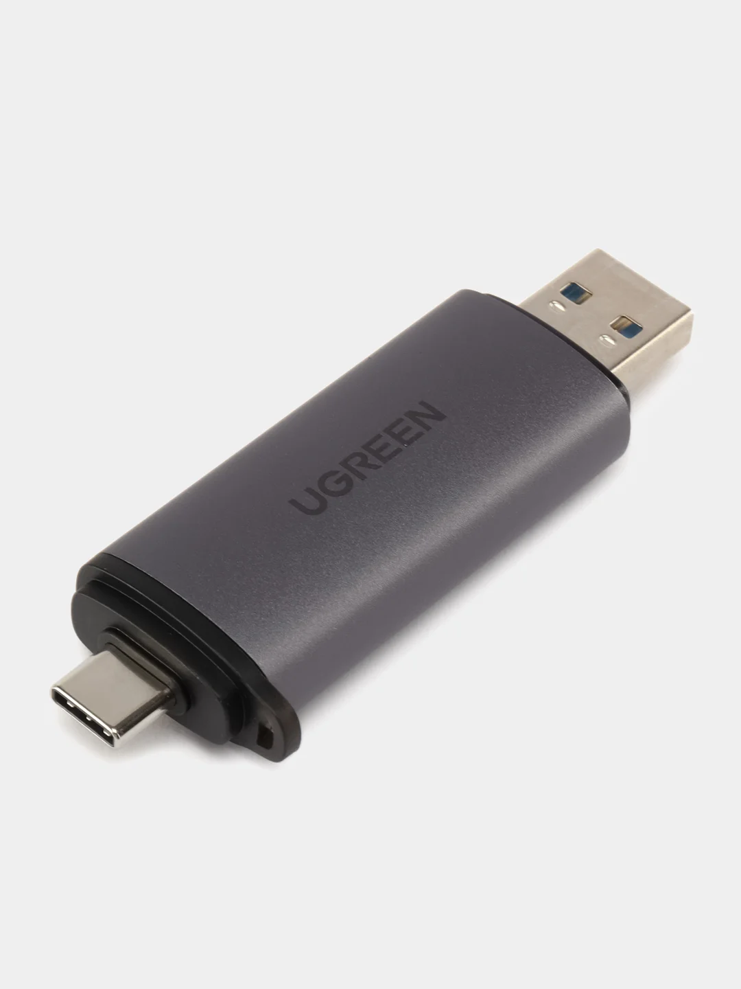 Картридер Micro SD/TF UGREEN USB-A 3.0 + USB-C 3.1 Gen1, 5Gbps, цвет серый космос, 50706