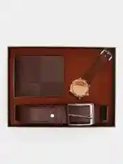 Черный подарочный набор для мужчины: ремень, часы, кошелек, 2 цвета