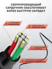 Черный зарядный кабель Type-C USB для Android, 6A, зарядное устройство тайпси с быстрой зарядкой
