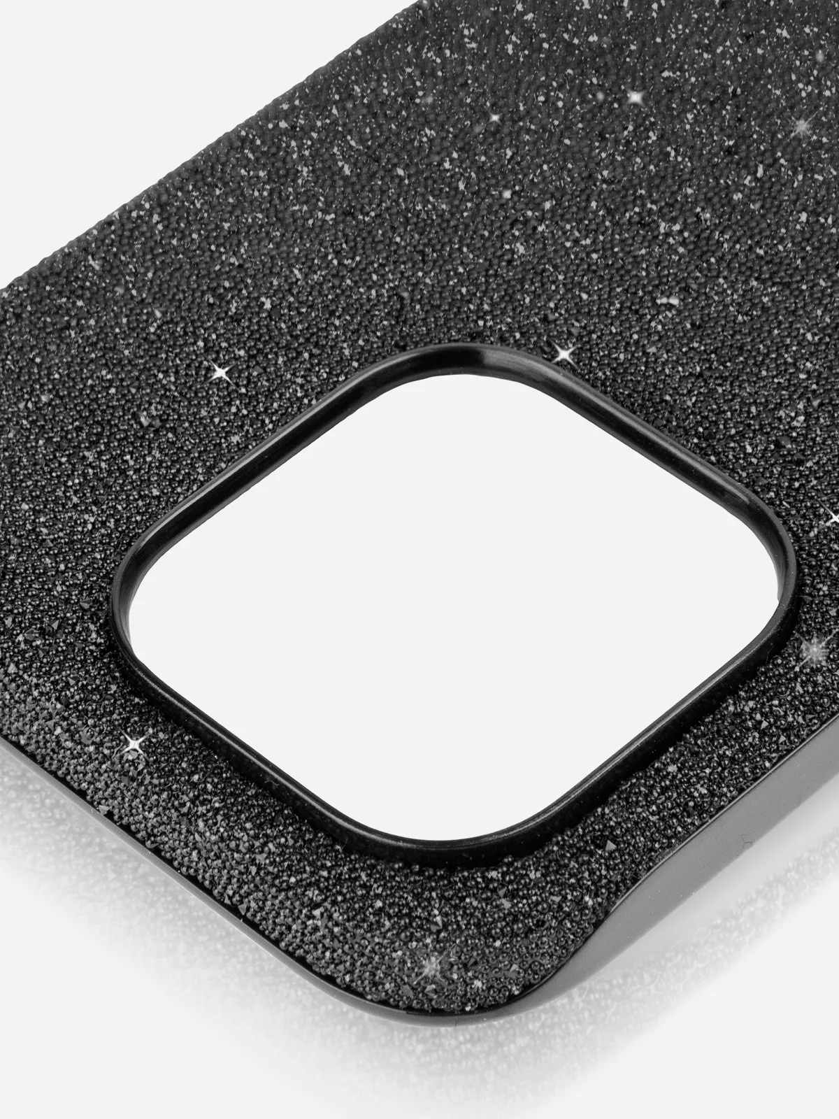 Черный чехол на Apple iPhone 15 Pro блестящий ROSCO пластиковый с силиконом стразами кристаллами