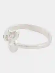 Серебряный кольцо Кошка с кристаллами безразмерное/ открытое кольцо